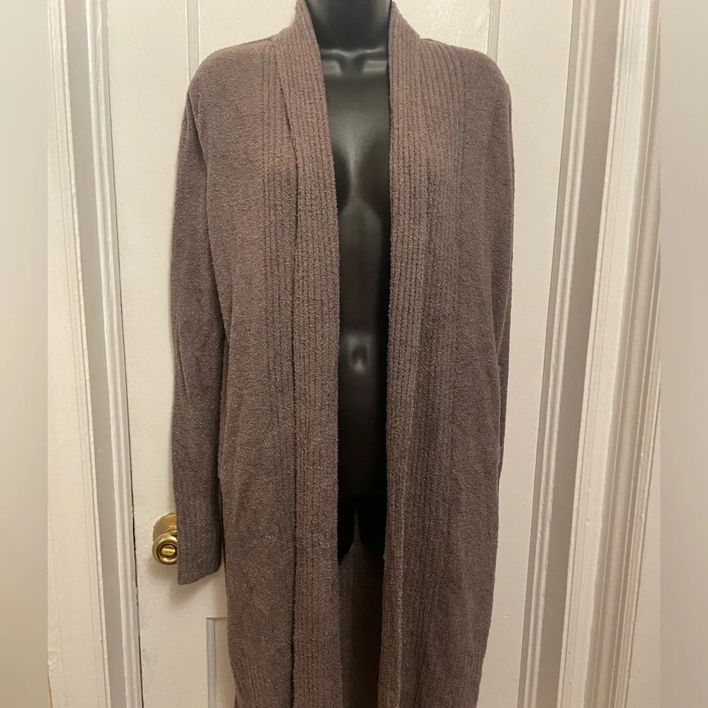 Barefoot Dreams CozyChic Lite Brown Montecito Long Knit Cardigan Sweater S - Picture 2 of 9